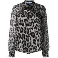 Blumarine Camisa translúcida com estampa de leopardo - Preto