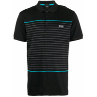 BOSS Camisa polo com estampa de listras - Preto