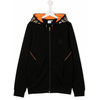 Boss Kids Moletom com capuz e estampa de logo - Preto