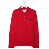 Boss Kids TEEN logo patch polo shirt - Vermelho