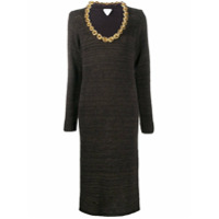 Bottega Veneta Vestido de tricô com colar de corrente - Preto