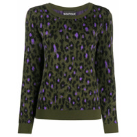 Boutique Moschino Blusa de tricô com estampa de leopardo - Verde