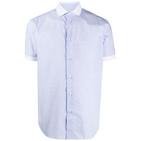 Brioni Camisa mangas curtas com gola contrastante - Azul