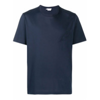 Brioni Camiseta de algodão com logo bordado - Azul
