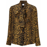 Burberry Blusa de seda com estampa de leopardo - Neutro