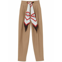 Burberry Calça cenoura com detalhe de lenço - Marrom