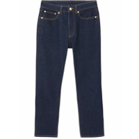 Burberry Calça jeans cropped com aplicação monogramada - Azul