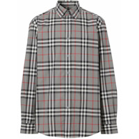 Burberry Camisa com botões e estampa xadrez - Cinza