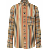 Burberry Camisa com patchwork listrado - Neutro