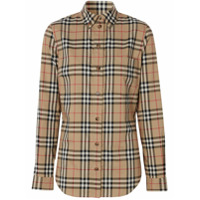 Burberry Camisa com xadrez Vintage Check e abotoamento - Marrom