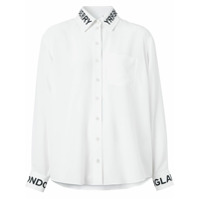 Burberry Camisa de seda com estampa de logo - Branco