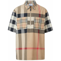 Burberry Camisa mangas curtas com recortes xadrez - Neutro