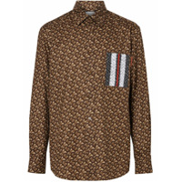 Burberry Camisa monogramada com detalhe de listras - Marrom