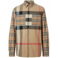 Burberry Camisa oversized com patchwork xadrez - Neutro