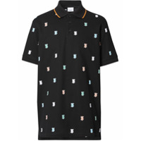 Burberry Camisa polo com bordado monogramado - Preto