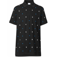 Burberry Camisa polo com estampa de estrela e aplicação monogramada - Preto