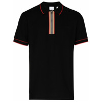 Burberry Camisa polo de algodão com listras icônicas Waltham - Preto