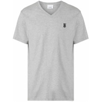 Burberry Camiseta gola V com monograma - Cinza
