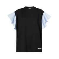 Burberry Camiseta oversized com babados nas mangas - Preto
