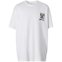 Burberry Camiseta oversized com estampa de montagem - Branco
