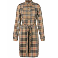 Burberry Chemise xadrez com amarração e aplicação de logo - Neutro