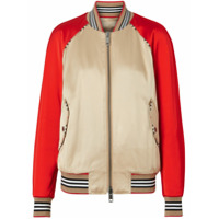 Burberry Jaqueta bomber com detalhe de monograma - Marrom