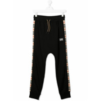 Burberry Kids Calça esportiva com listras icônicas - Preto