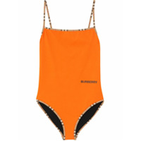Burberry Maiô com acabamento de listras icônicas - Laranja