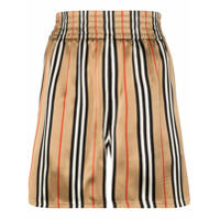 Burberry Marsett Icon striped silk shorts - Marrom