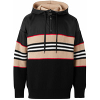 Burberry Moletom de tricô canelado com listras icônicas - Preto