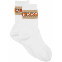 Burberry Par de meias com detalhe de logo - Branco