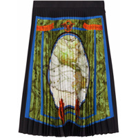 Burberry Saia com pregas e estampa de mapa - Preto