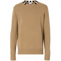 Burberry Suéter de cashmere com acabamento Icon Stripe - Marrom