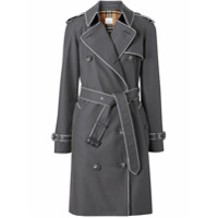 Burberry Trench coat com acabamento contrastante - Cinza