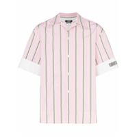 Calvin Klein 205W39nyc Camisa de algodão listrada com logo bordado - Rosa