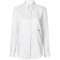 Calvin Klein 205W39nyc Camisa listrada mangas longas de seda - Branco