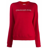 Calvin Klein Jeans Blusa de moletom com logo - Vermelho