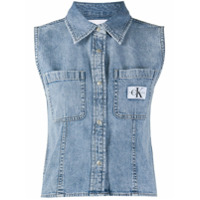 Calvin Klein Jeans Camisa jeans com patch de logo - Azul