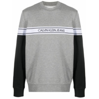 Calvin Klein Jeans logo stripe sweatshirt - Cinza