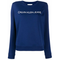 Calvin Klein Jeans Suéter com logo bordado - Azul