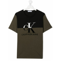 Calvin Klein Kids Camiseta color block com logo - Verde