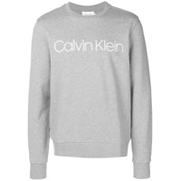 Calvin Klein Moletom decote careca com estampa de logo - Cinza