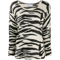Calvin Klein Suéter gola redonda com estampa de zebra - Preto