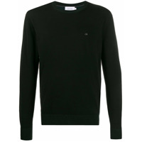Calvin Klein Suéter reto com logo bordado - Preto