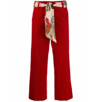 Cambio Calça cropped com cinto de lenço - Vermelho