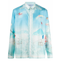 Casablanca Camisa com estampa Ski Club de seda - Azul