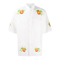 Casablanca Camisa com pregas e bordado de laranjas - Branco