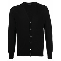 Cenere GB Cardigan de lã virgem com acabamento canelado - Preto