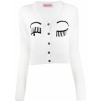 Chiara Ferragni Cardigan de jacquard com logo - Branco