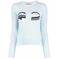 Chiara Ferragni Flirting intarsia-knit logo jumper - Azul